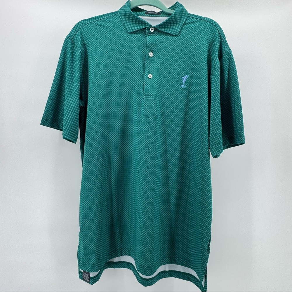 Turtleson green abstract print golf polo sz M
